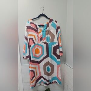 Boden WH783 3/4 sleeve 100% linen dress size US12L.